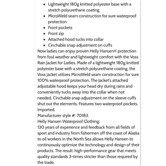 Helly Hansen Cornflower Hide-a-Hood Full Zip Pocketed Rain Jacket L - Picture 14 of 16